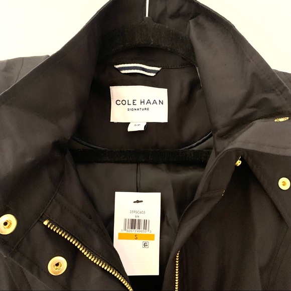 NWT Cole Haan Women’s Hooded Black Trench Coat - Picture 7 of 8
